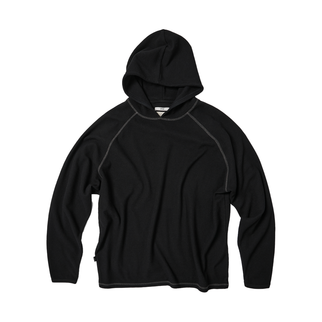 이티씨이 와플 후디 롱 슬리브 블랙(ETCE Waffle Hoodie Long Sleeve Black) - 1