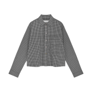 Haleine Cut-Off Cropped Check Shirts Black (WT103)