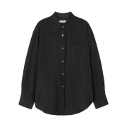Siyazu SITP5160 Loose Fit Linkel Silky Shirt Black