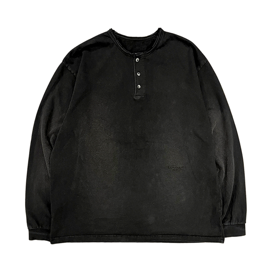 UMCM89BK Undermycar Mu.89 Anti Fxxking Logo Play Brush Washed Henley Shirts Black