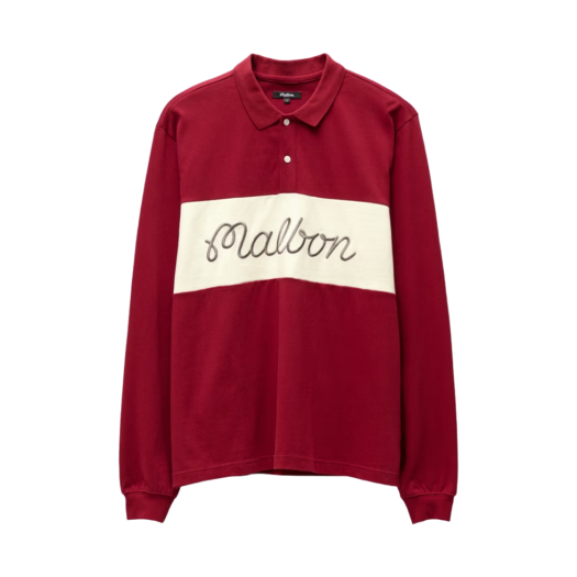 Malbon Golf Murray Long Sleeve Polo Shirt Burgundy
