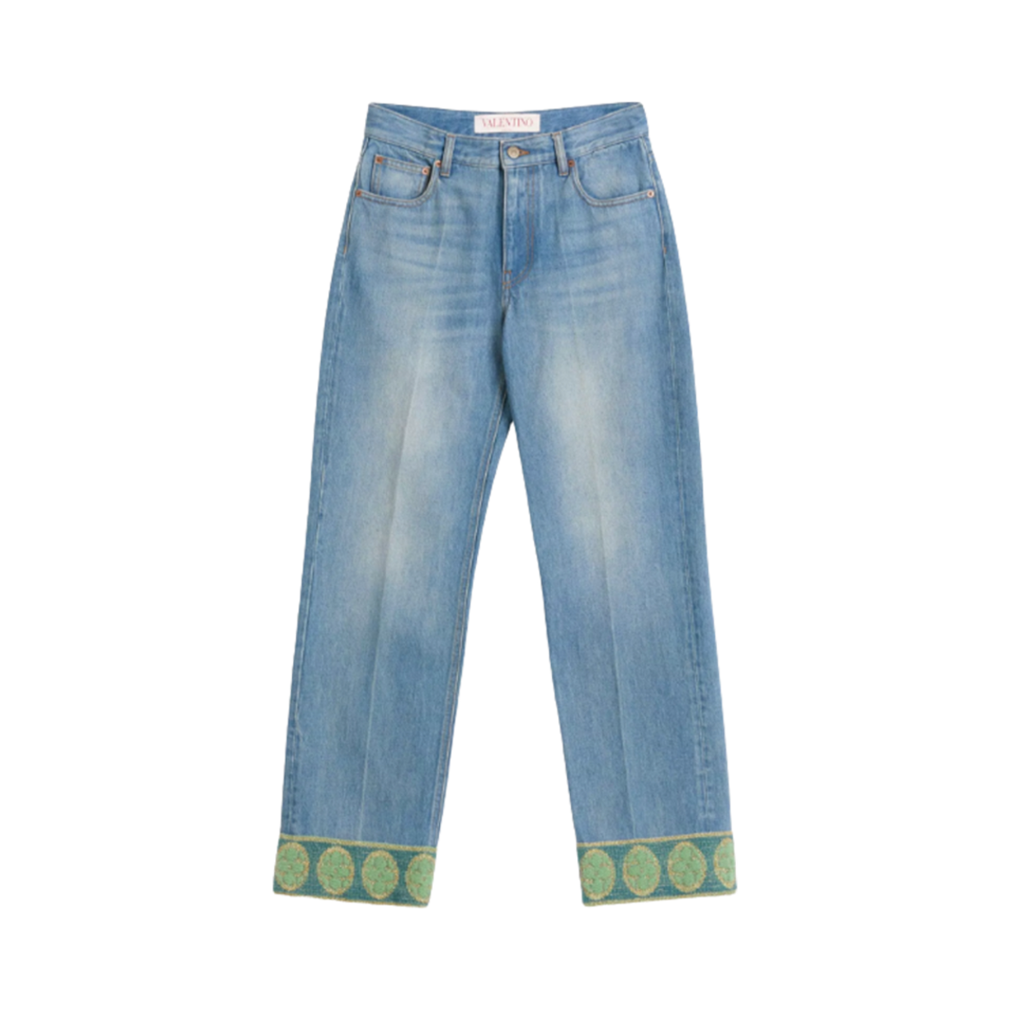 DD18X94V558 (W) Valentino Denim Trousers with Jacquard Trims Denim