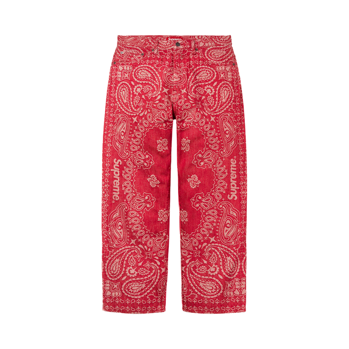 슈프림 반다나 자카드 배기 진 레드 - 25SS(Supreme Bandana Jacquard Baggy Jean Red - 25SS)