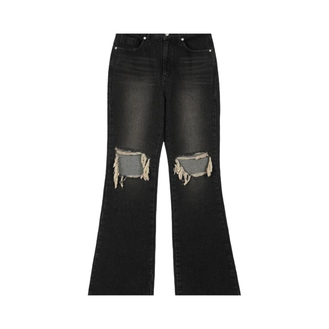 (W) 다이닛 스크래치 데미지 부츠컷 데님 팬츠 블랙((W) Deinet Scratch Damage Boots Cut Denim Pants in Black)