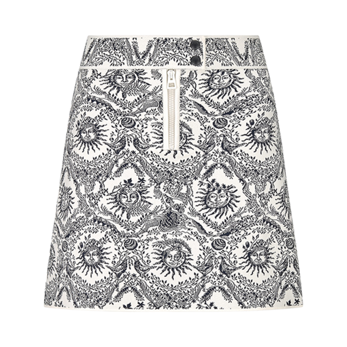 (W) 디올 미니스커트 화이트 네이비 블루 쏠레이 테크니컬 니트((W) Dior Miniskirt White Navy Blue Soleil Technical Knit) - 1