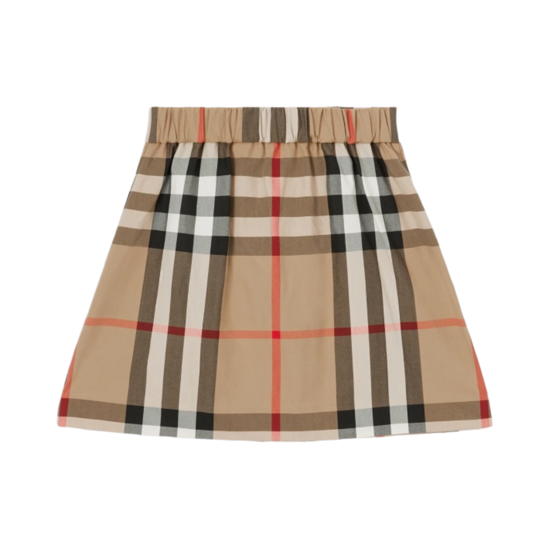(키즈) 버버리 이그재저레이트 체크 플리츠 코튼 스커트 아카이브 베이지((Kids) Burberry Exaggerated Check Pleated Cotton Skirt Archive Beige) - 2