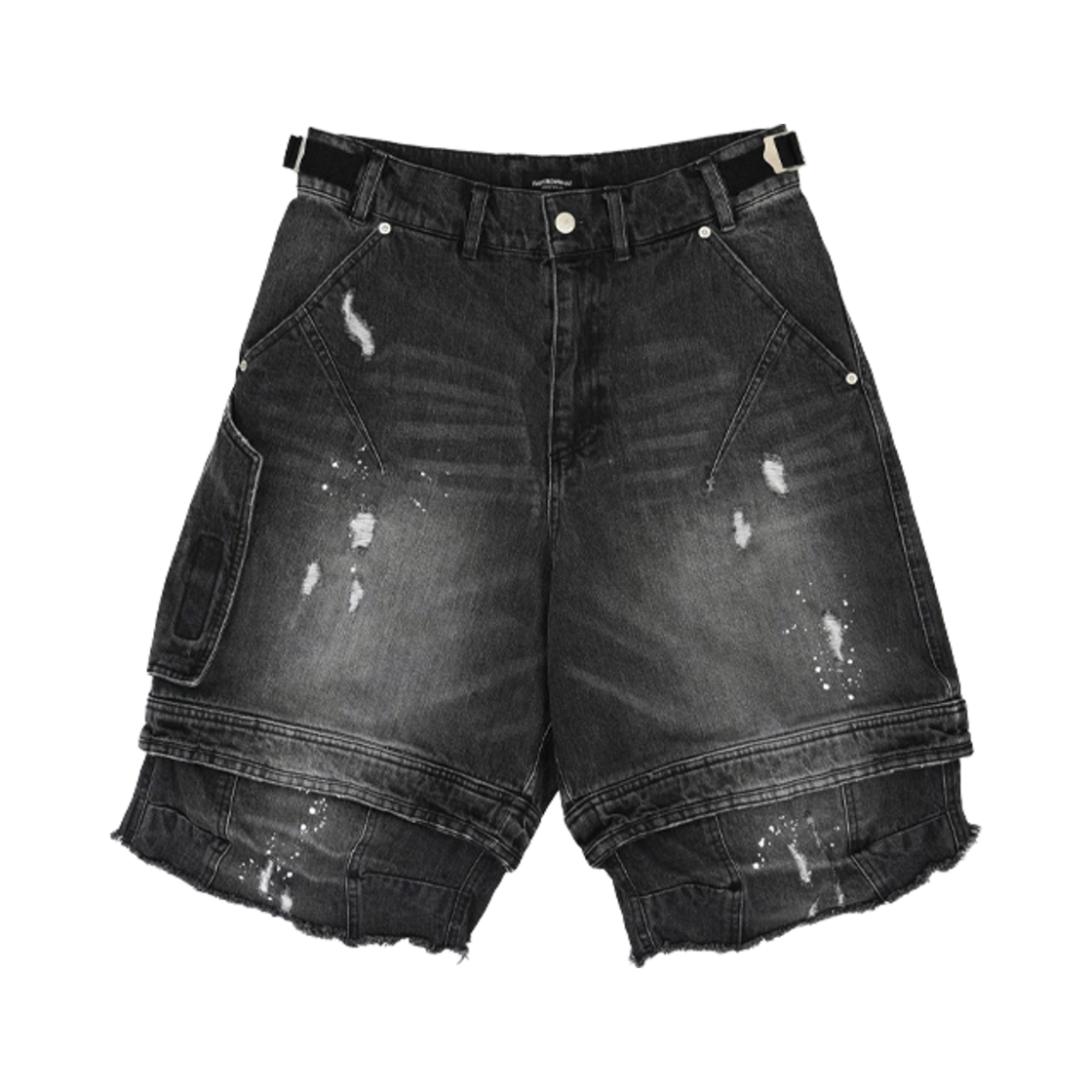 - Farfromwhat Far Layered Work Shorts Pants Black - 대표 이미지 #1