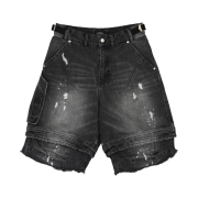 Farfromwhat Far Layered Work Shorts Pants Black