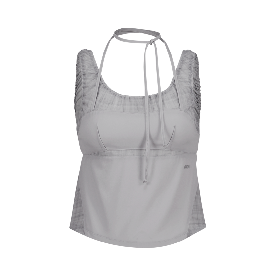 25SS-SL01-BGR OJOS Halter Strap Plaid Sleeveless Blue Grey