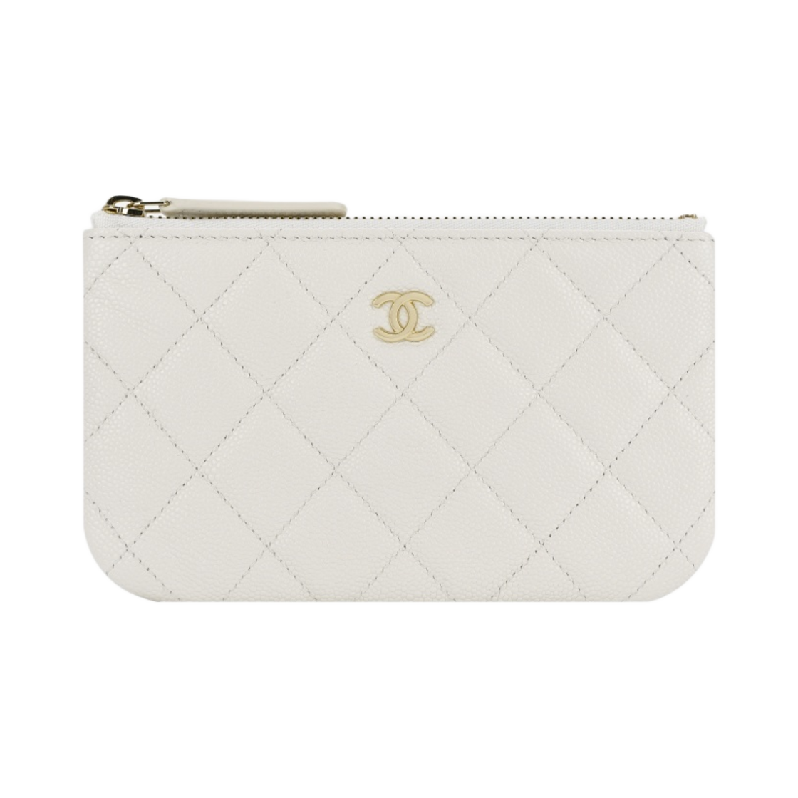 A82365-B10583-10601 Chanel Classic Mini Pouch Grained Shiny Calfskin & Gold White