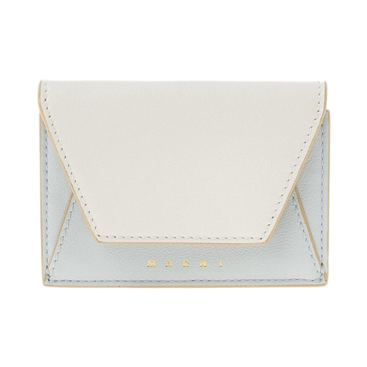Marni Leather Tri-Fold Wallet White Pale Blue