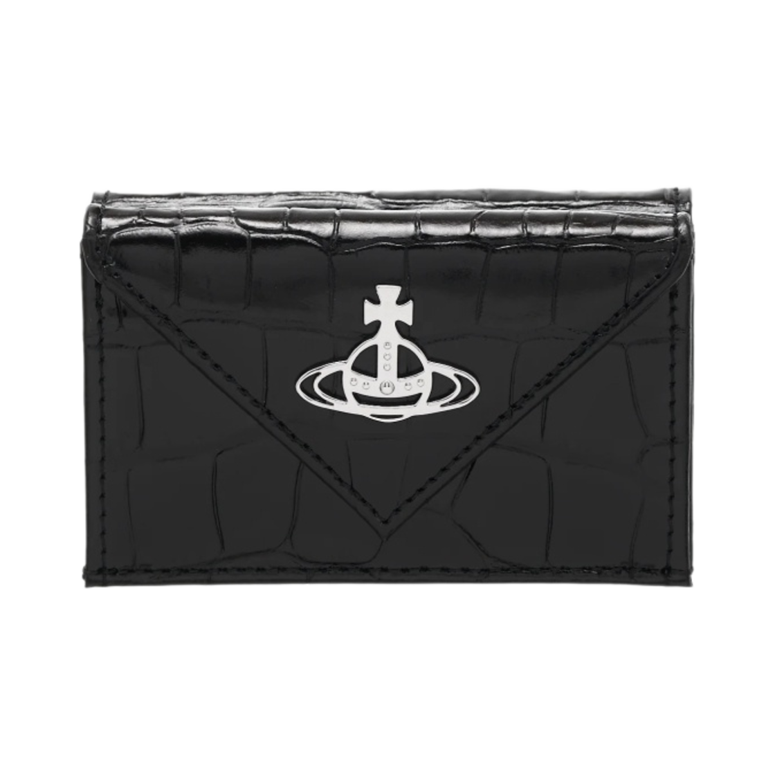 비비안 웨스트우드 크로커다일 엔벨로프 포켓 빌 폴드 블랙(Vivienne Westwood Crocodile Envelope Bill Fold with Pocket Black) - 1