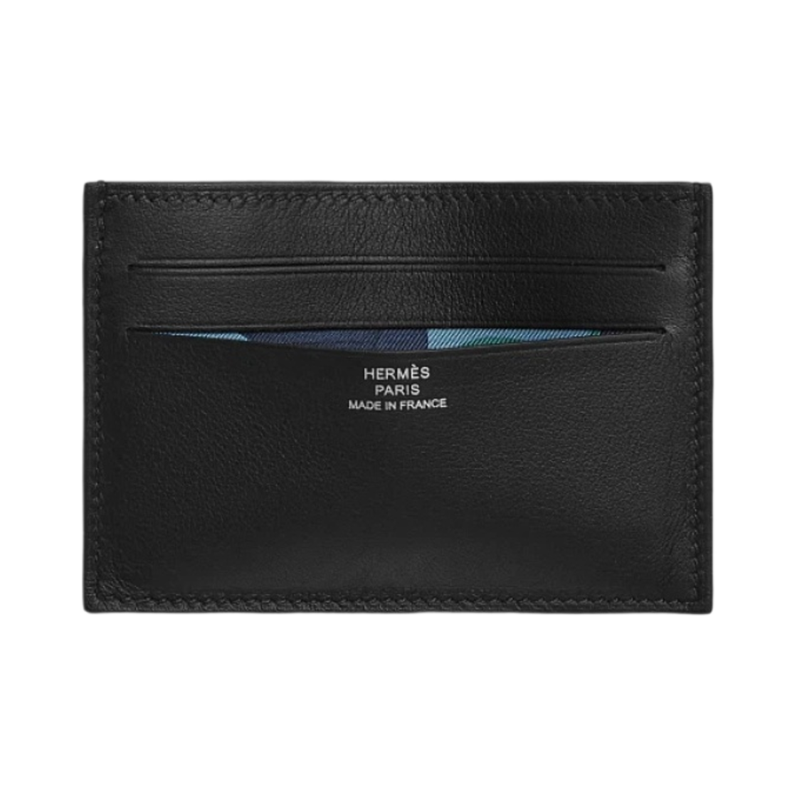 H084827CKAA Hermes Citizen Twill Card Holder Swift & Noir Bleu Saphir