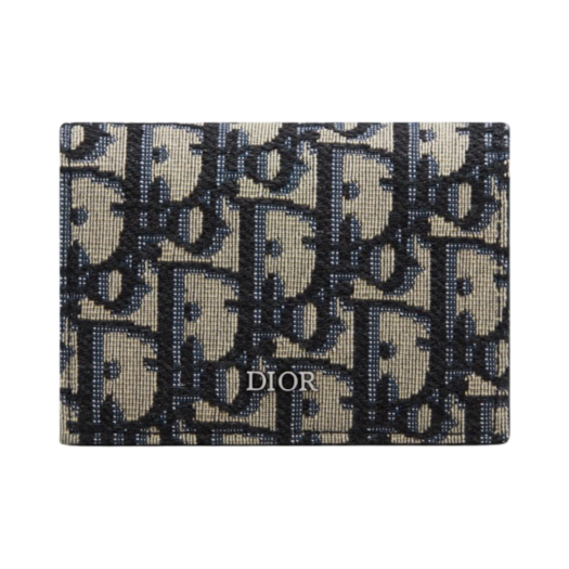 2ESCH136YSE-H05E Dior Business Card Holder Beige & Black Dior Oblique Jacquard