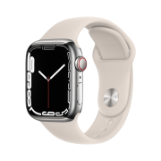 Apple Watch Series 7 41mm Cellular Silver Stainless Steel Case with Sports Band Starlight (Korean Ver.)