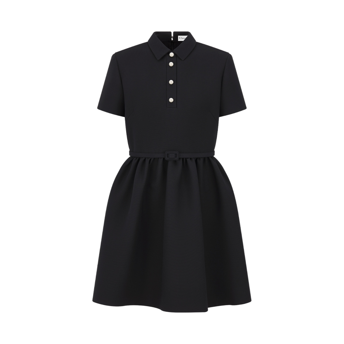 (W) 디올 쇼트 벨트 셔츠 드레스 블랙 울 실크