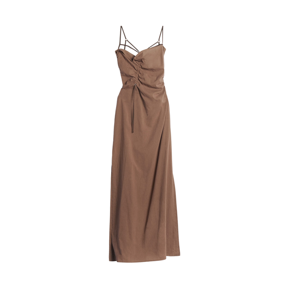 (W) 자크뮈스 라 로브 가우아 개더드 롱 란제리 드레스 브라운((W) Jacquemus La Robe Gaua Gathered Long Lingerie Dress Brown) - 1