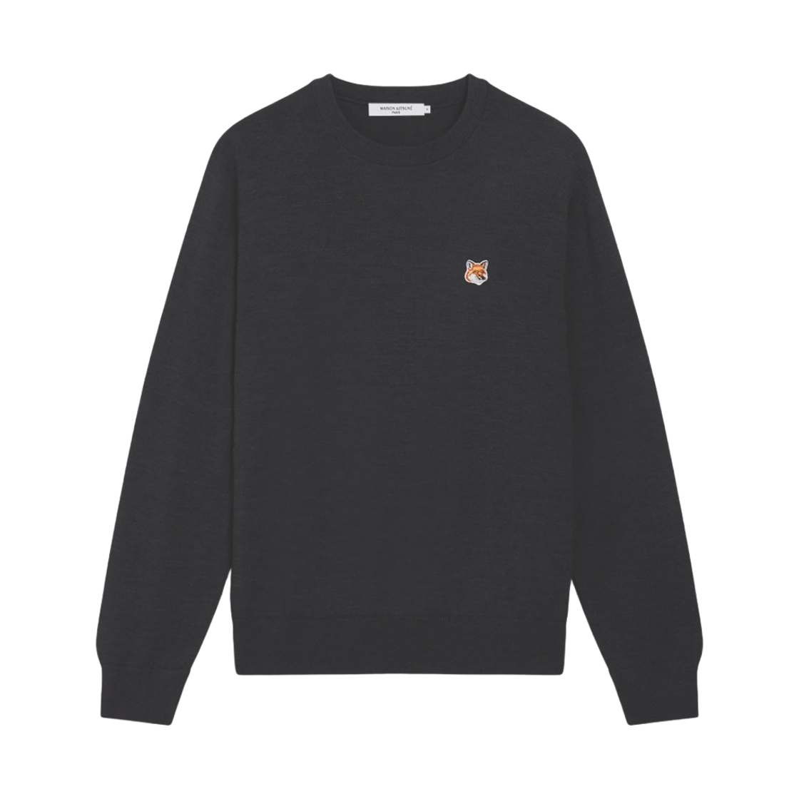 메종 키츠네 폭스 헤드 패치 레귤러 라운드넥 풀오버 니트 앤트러사이트 멜란지(Maison Kitsune Fox Head Patch Regular R-Neck Pullover Knit Anthracite Melange)