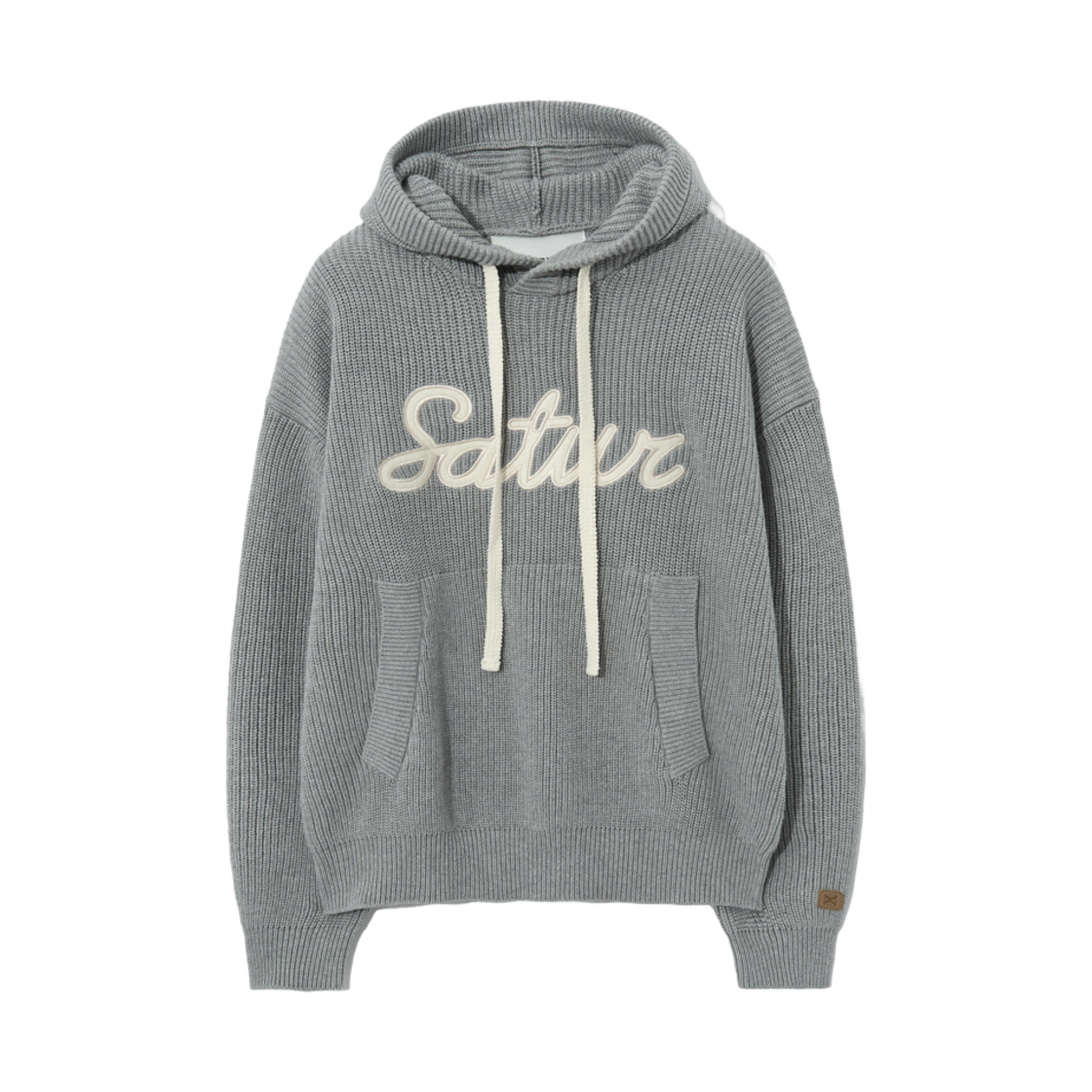 세터 아플리케 로고 캐시미어 블렌드 후드 니트 멜란지 그레이(Satur Applique Logo Cashmere Blend Hood Knit Melange Gray)