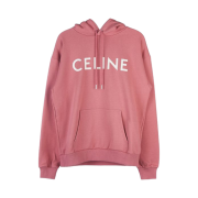 (W) Celine Logo Hoodie Sweatshirt Vintage Pink