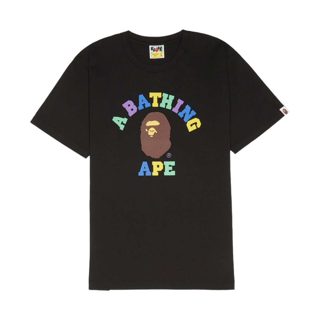 베이프 컬러 컬리지 티셔츠 블랙