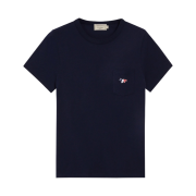 (W) Maison Kitsune Tricolor Fox Patch Classic Pocket T-Shirt Navy
