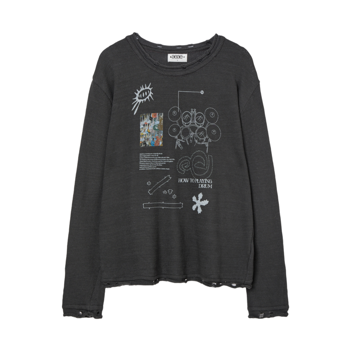 (W) 에이에이 하우 투 플레이 드럼 니트 차콜((W) Aeae How To Playing Drum Knit Charcoal)
