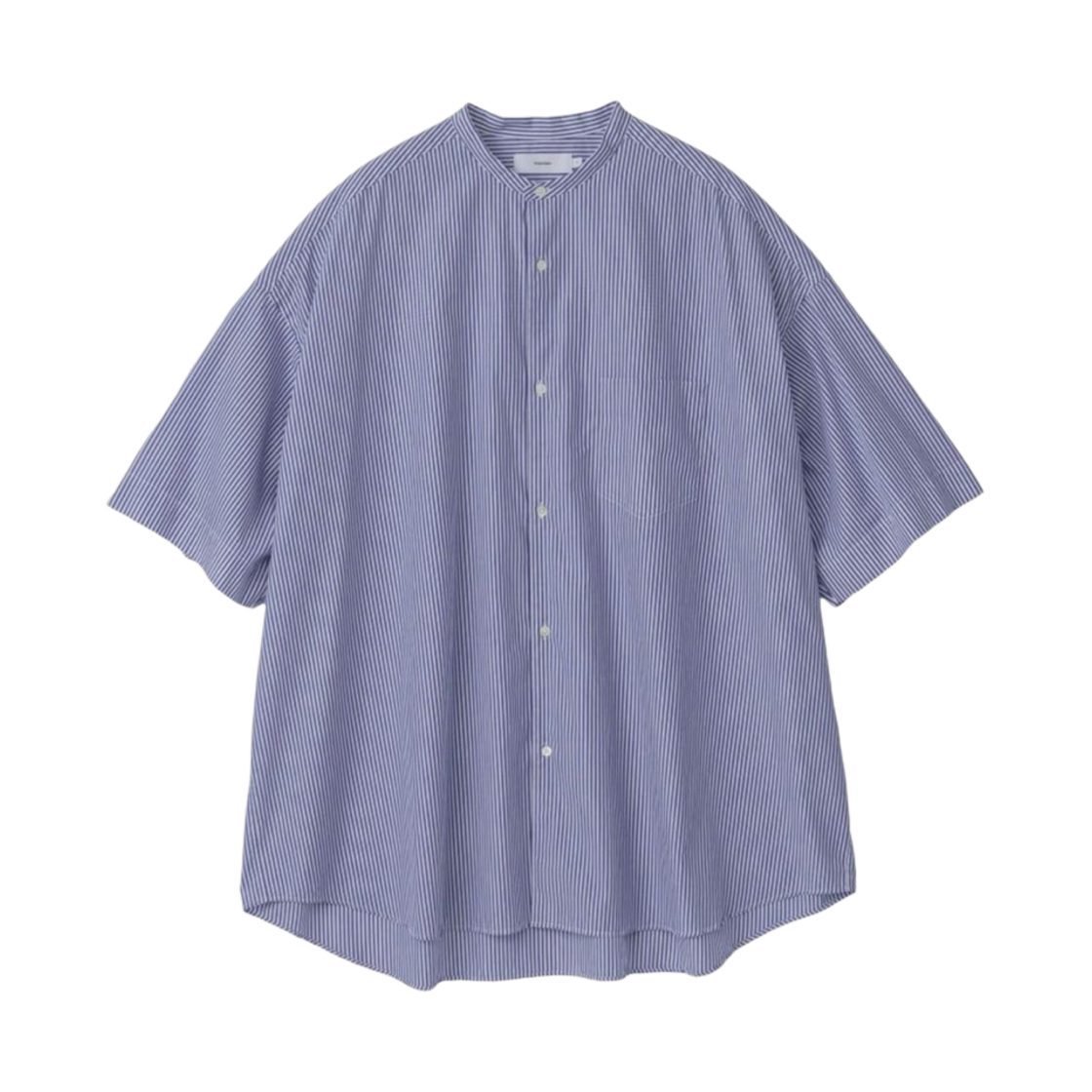 그라프페이퍼 브로드 숏슬리브 오버사이즈 밴드 칼라 셔츠 바이올렛 스트라이프(Graphpaper Broad S/S Oversized Band Collar Shirt Violet Stripe)