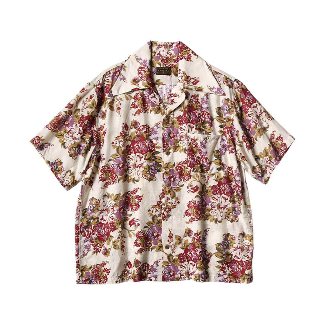 캐피탈 실크 레이온 샴페인 마리아 패턴 랭글 칼라 알로하 셔츠 퍼플 베이지(Kapital Silk Rayon Champagne Maria Pattern Wrangle Collar Aloha Shirt Purple Beige)