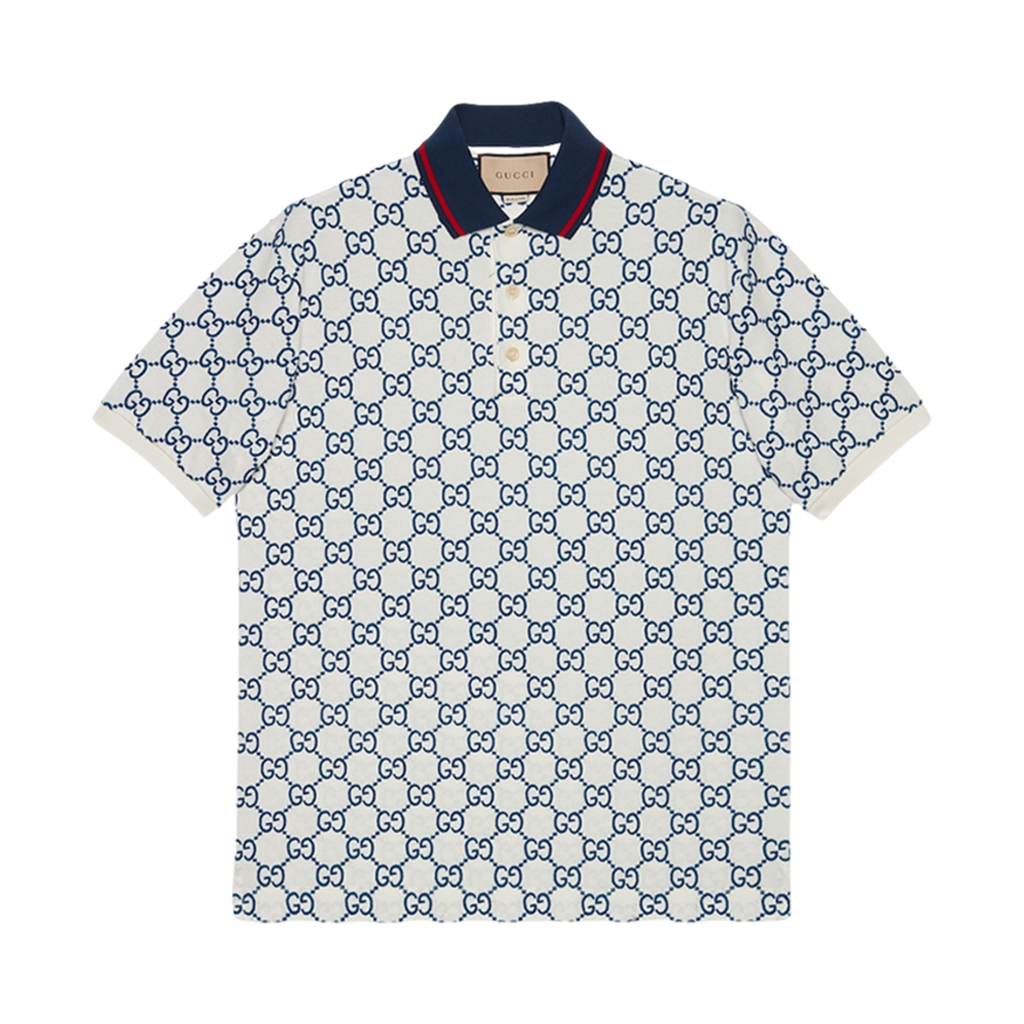 구찌 GG 스트레치 코튼 폴로 화이트 블루(Gucci GG Stretch Cotton Polo White Blue) - 1