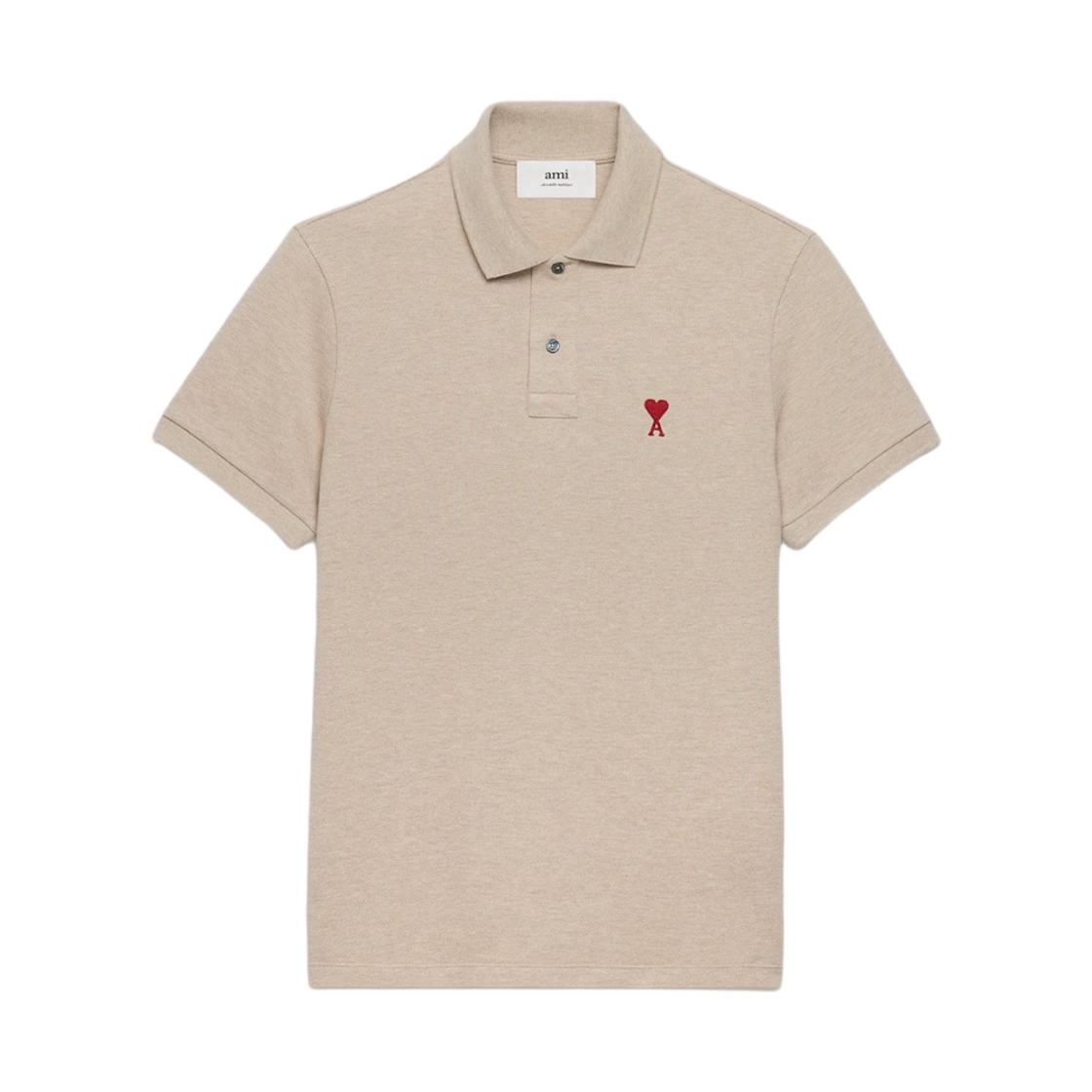 아미 스몰 하트 로고 폴로 셔츠 헤더 라이트 베이지(AMI de Coeur Polo Shirt Heather Light Beige)
