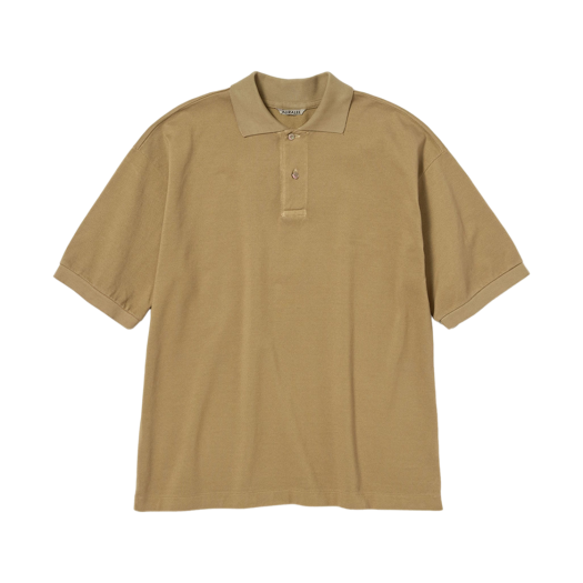 A25SP01SK Auralee Pima Cotton Heavy Pique Polo Khaki Beige