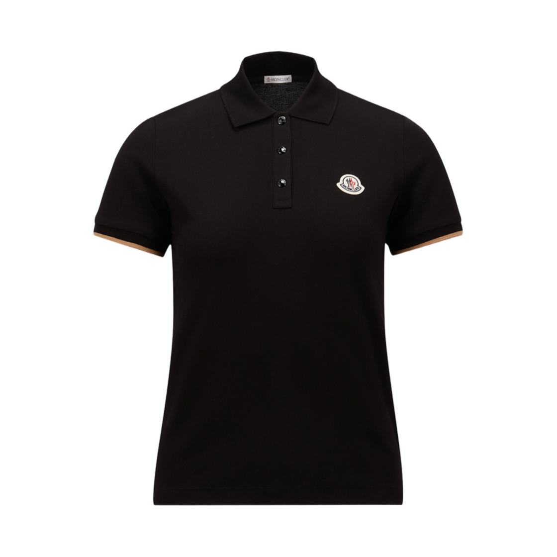 (W) 몽클레르 로고 패치 코튼 피케 폴로 셔츠 블랙 - 25SS((W) Moncler Logo Patch Cotton Piquet Polo Shirt Black - 25SS)
