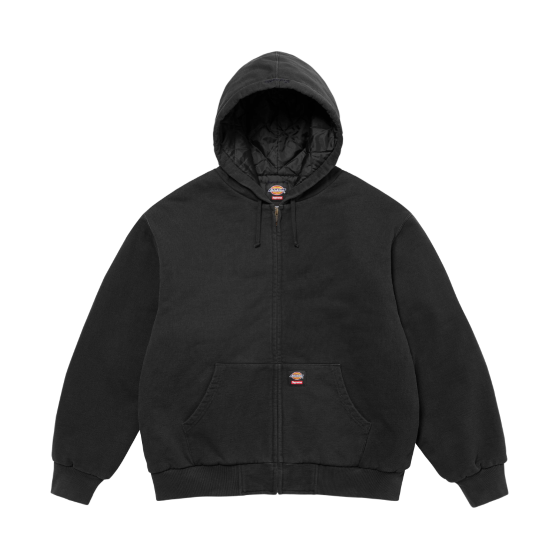 슈프림 x 디키즈 퀼티드 라인드 집업 후드 스웨트셔츠 블랙 - 24FW(Supreme x Dickies Quilted Lined Zip Up Hooded Sweatshirt Black - 24FW)