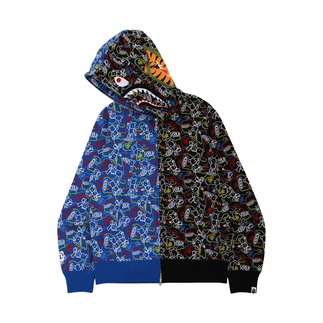 베이프 x 메디콤 토이 카모 베어 샤크 하프 풀 집 후드 카이스(BAPE x Medicom Toy Camo Be@r Shark Half Full Zip Hoodie Caise) - 4