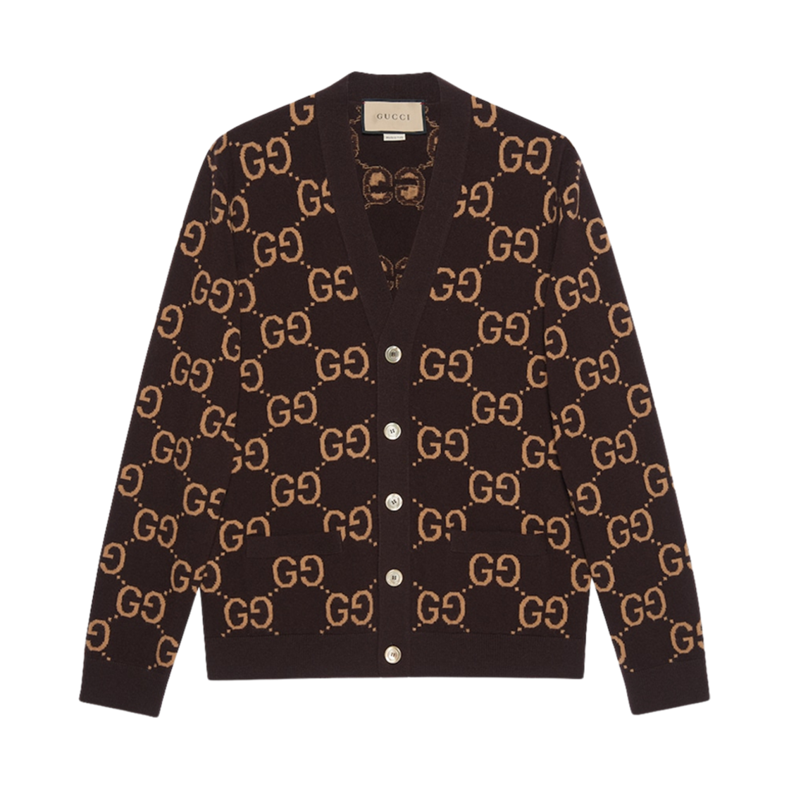 구찌 GG 울 자카드 가디건 다크 레드 베이지(Gucci GG Wool Jacquard Cardigan Dark Red Beige) - 1