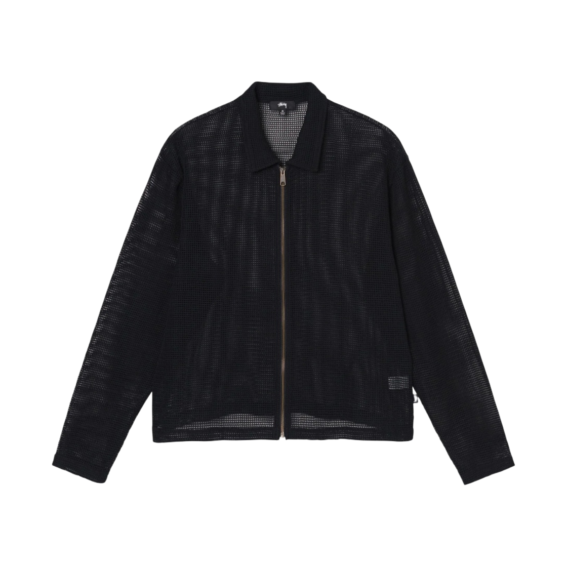 스투시 코튼 메쉬 집 롱슬리브 셔츠 블랙