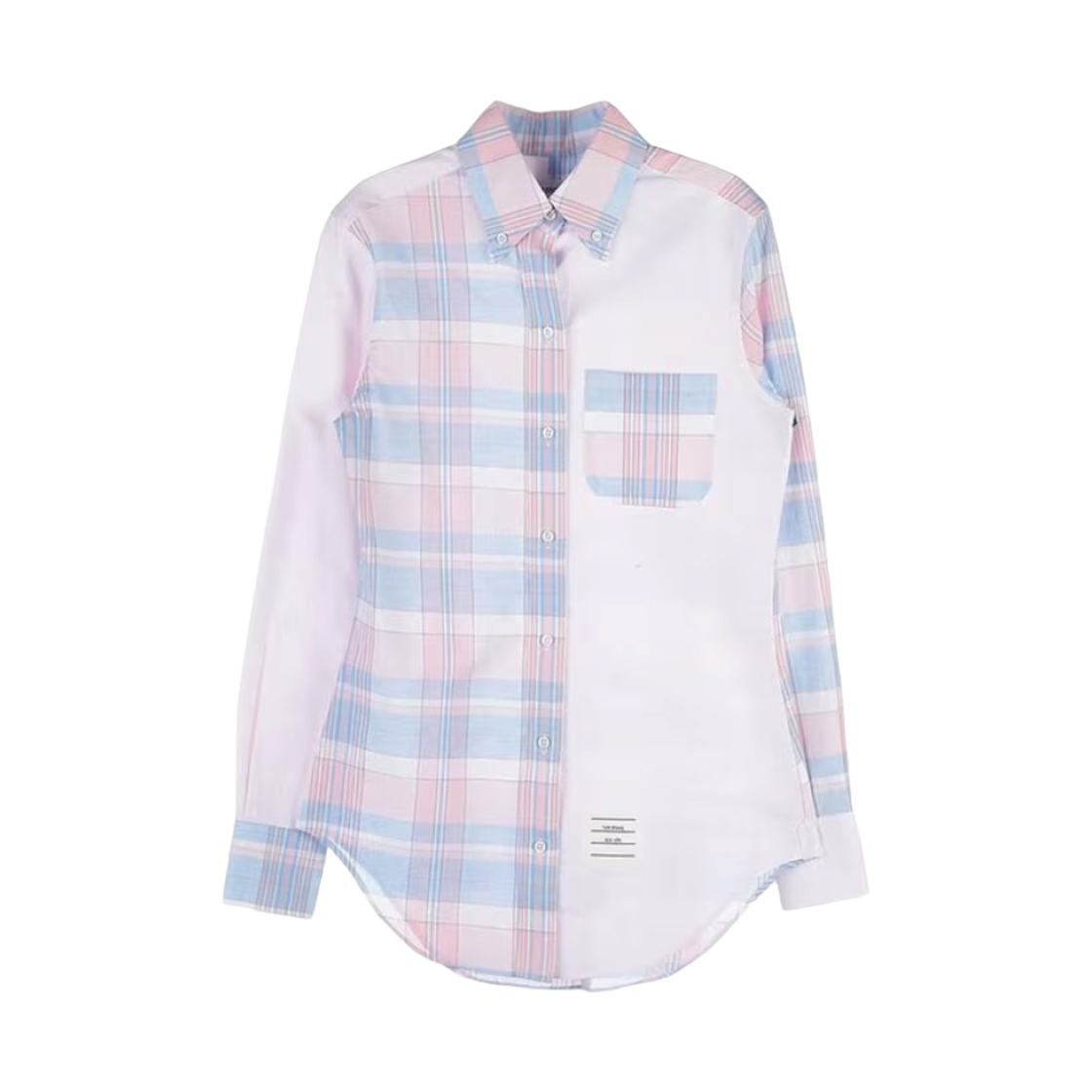 FLL005C-F0171-680 (W) Thom Browne Fun-Mix Madras Oxford Point Collar Shirt Light Pink