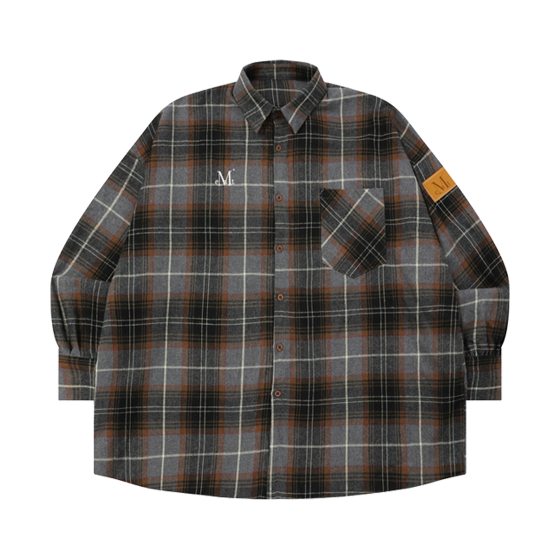 P00000NI_BR MUCENT Roaster Pocket Check Shirt Brown