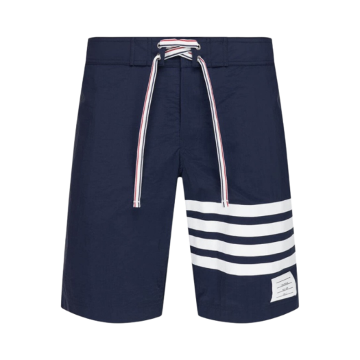Thom Browne Solid Swim Tech 4-Bar Board Shorts Navy