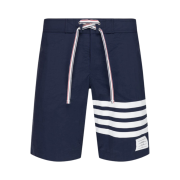 Thom Browne Solid Swim Tech 4-Bar Board Shorts Navy