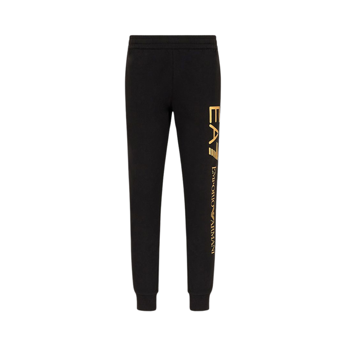 8NPPC3PJ05Z1203 Emporio Armani EA7 Logo Print Cotton Banding Jogger Pants Black Gold