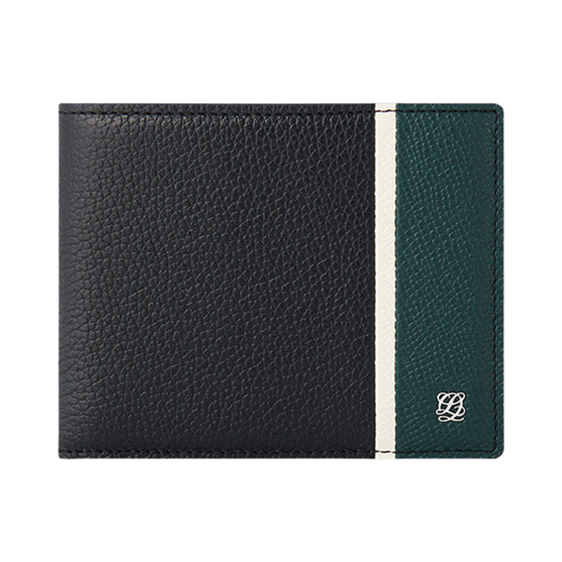 LLSQ3FM02MF5GR0171 Louis Quatorze Stripe Point Slim Leather Bi-Fold Half Wallet Green