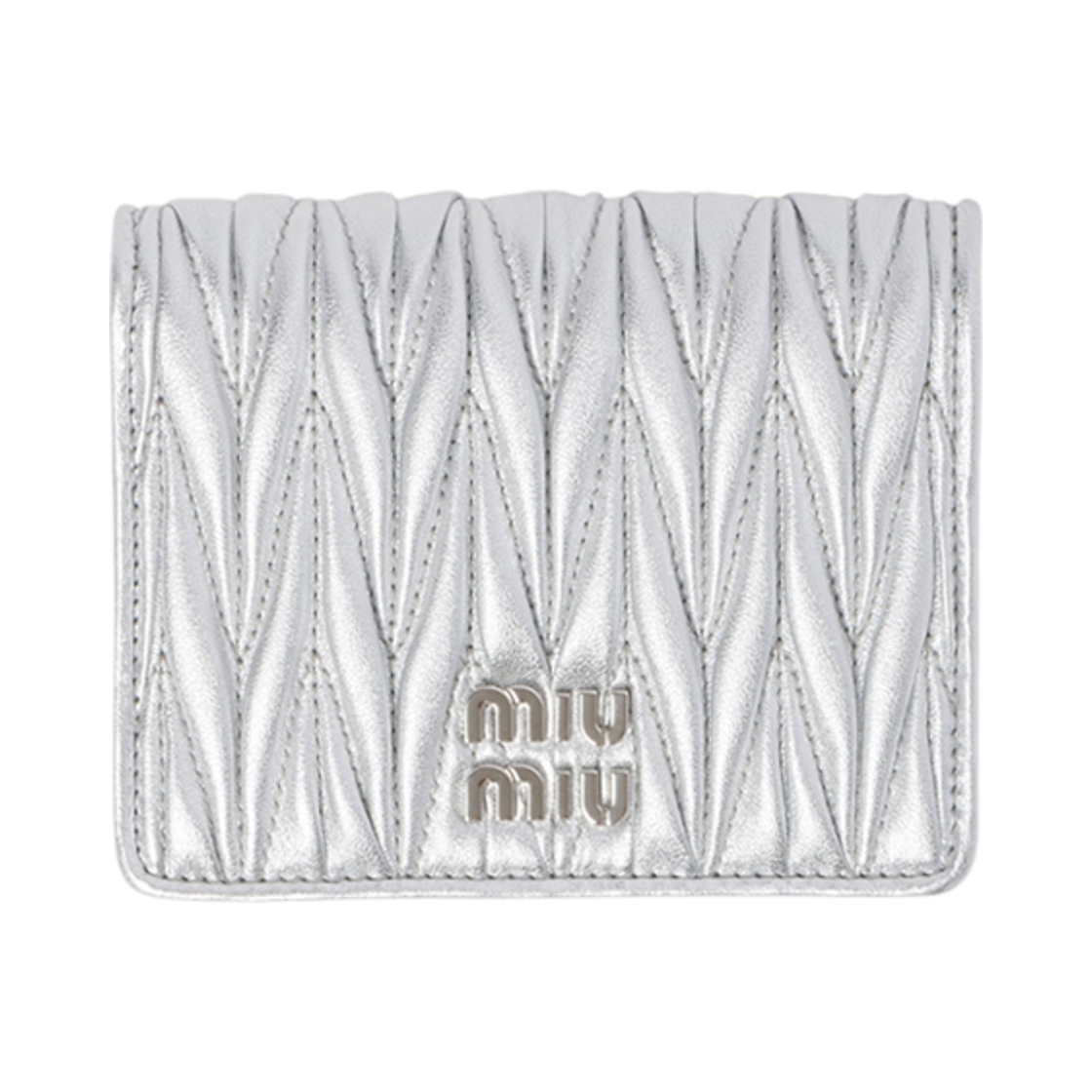 미우 미우 스몰 마테라쎄 나파 레더 월렛 실버(Miu Miu Small Matelasse Nappa Leather Wallet Silver)