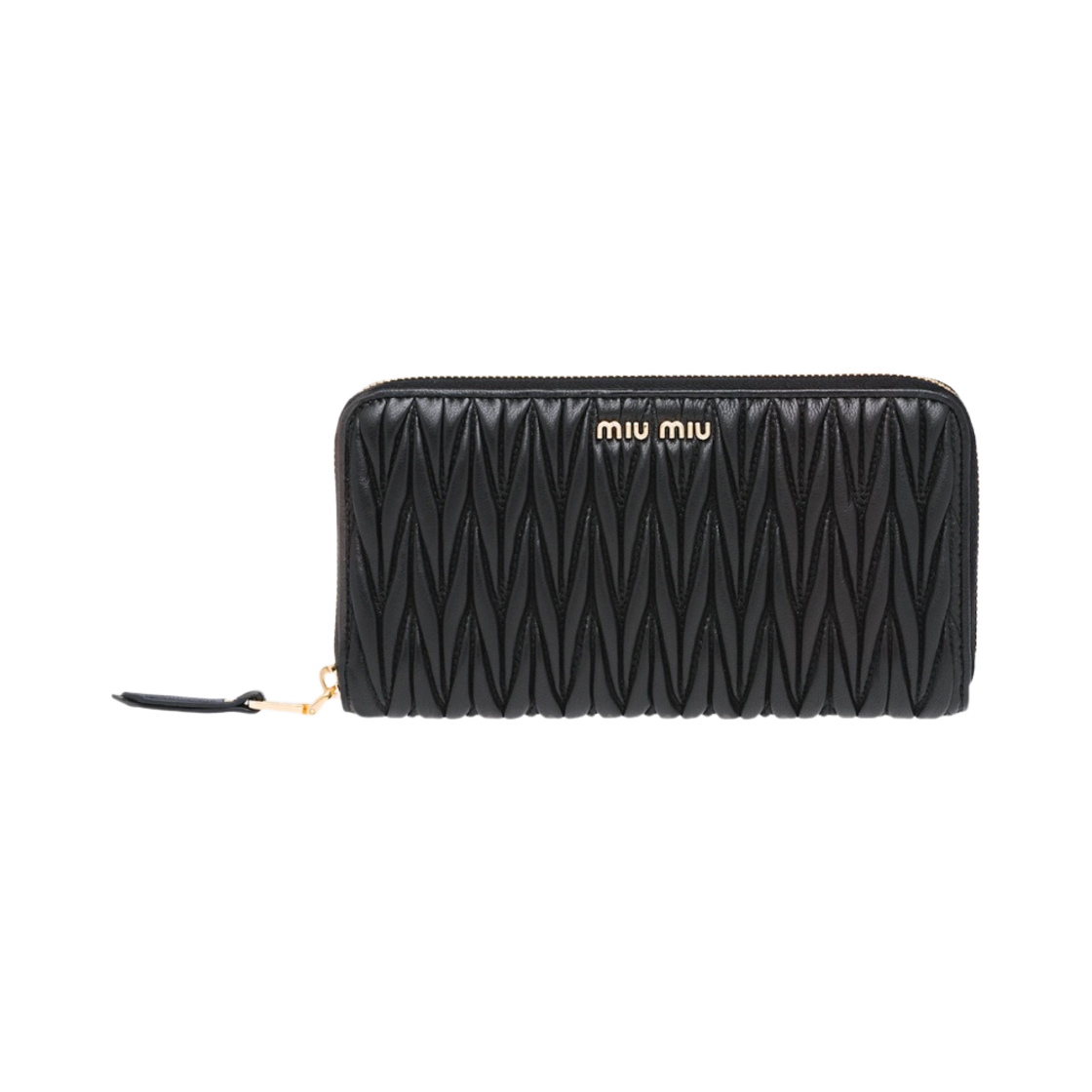 미우 미우 마테라쎄 나파 가죽 라지 지갑 블랙(Miu Miu Matelasse Nappa Leather Large Wallet Black) - 1