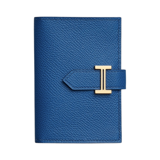 Hermes Bearn Card Holder Epsom & Gold Bleu France