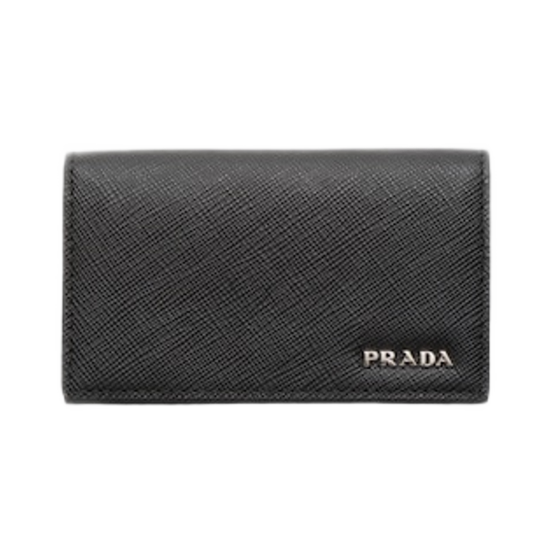 프라다 사피아노 레더 카드 홀더 블랙 발틱 블루(Prada Saffiano Leather Card Holder Black Baltic Blue)