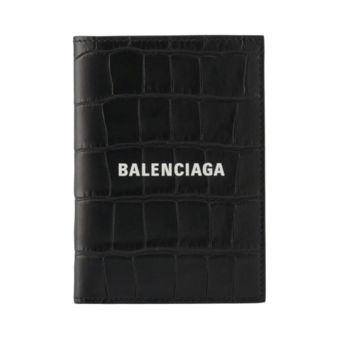 발렌시아가 로고 카드 홀더 크로커다일 엠보스 블랙(Balenciaga Logo Card Holder Crocodile Embossed Black) - 1