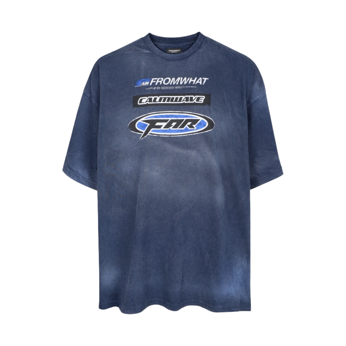 파프롬왓 파 워시드 로고 티셔츠 네이비(Farfromwhat Far Washed Logo T-Shirt Navy)