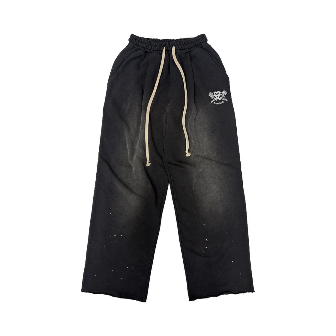 TP0065 Flavorism VTG Washed One Tuck Wide Sweat Pants Faded Black